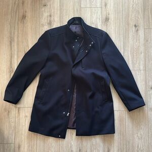 Psycho Bunny Navy Blue Thigh Length Overcoat